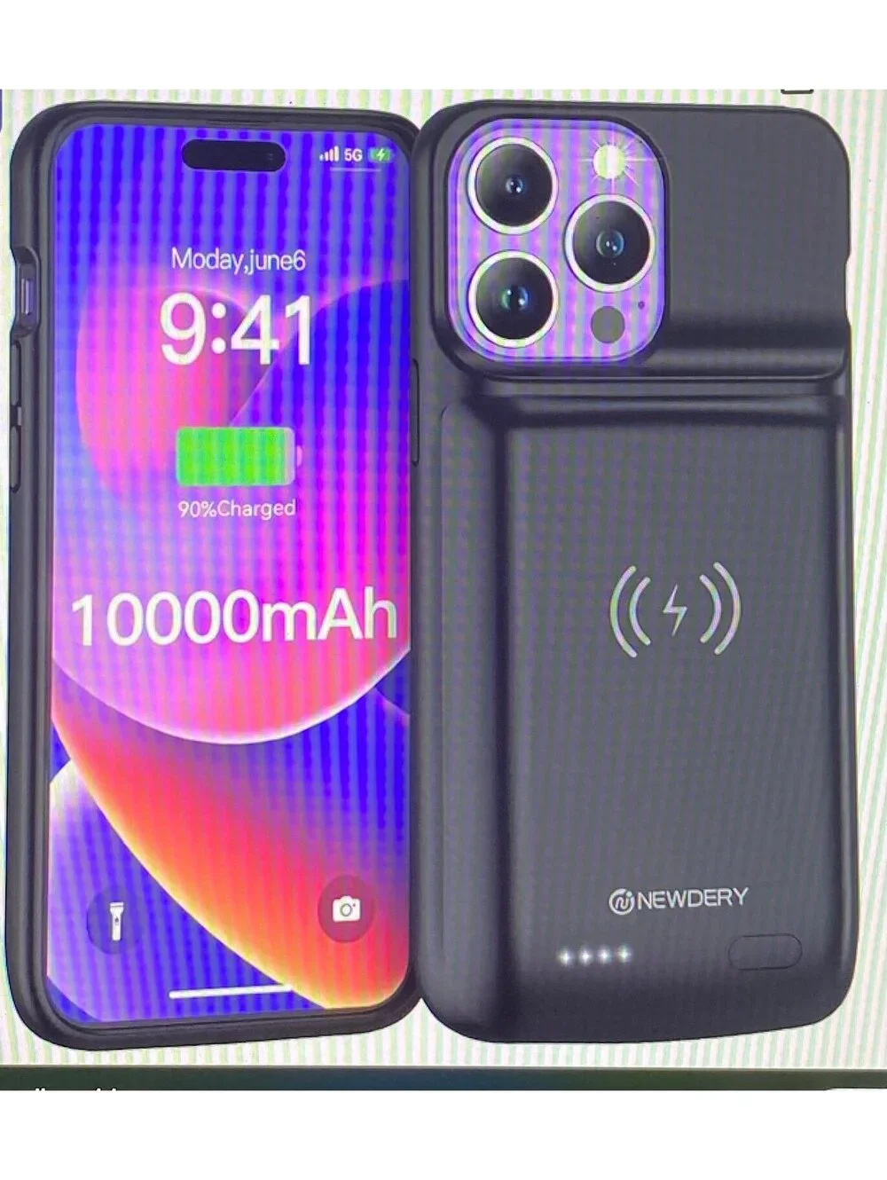 Newdery Battery Case for iPhone 14 Pro Max Black